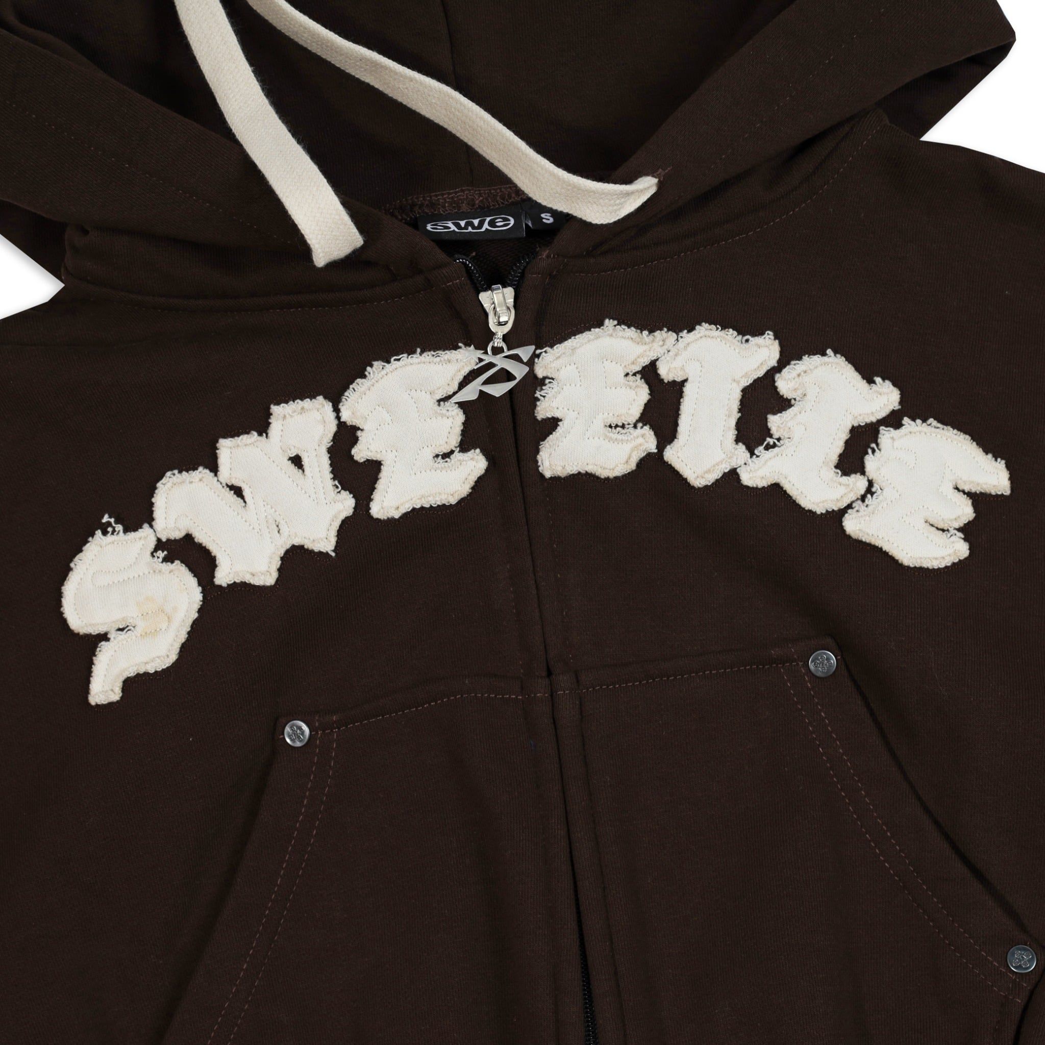  SWE ETIE CROPPED ZIP HOODIE - BROWN 