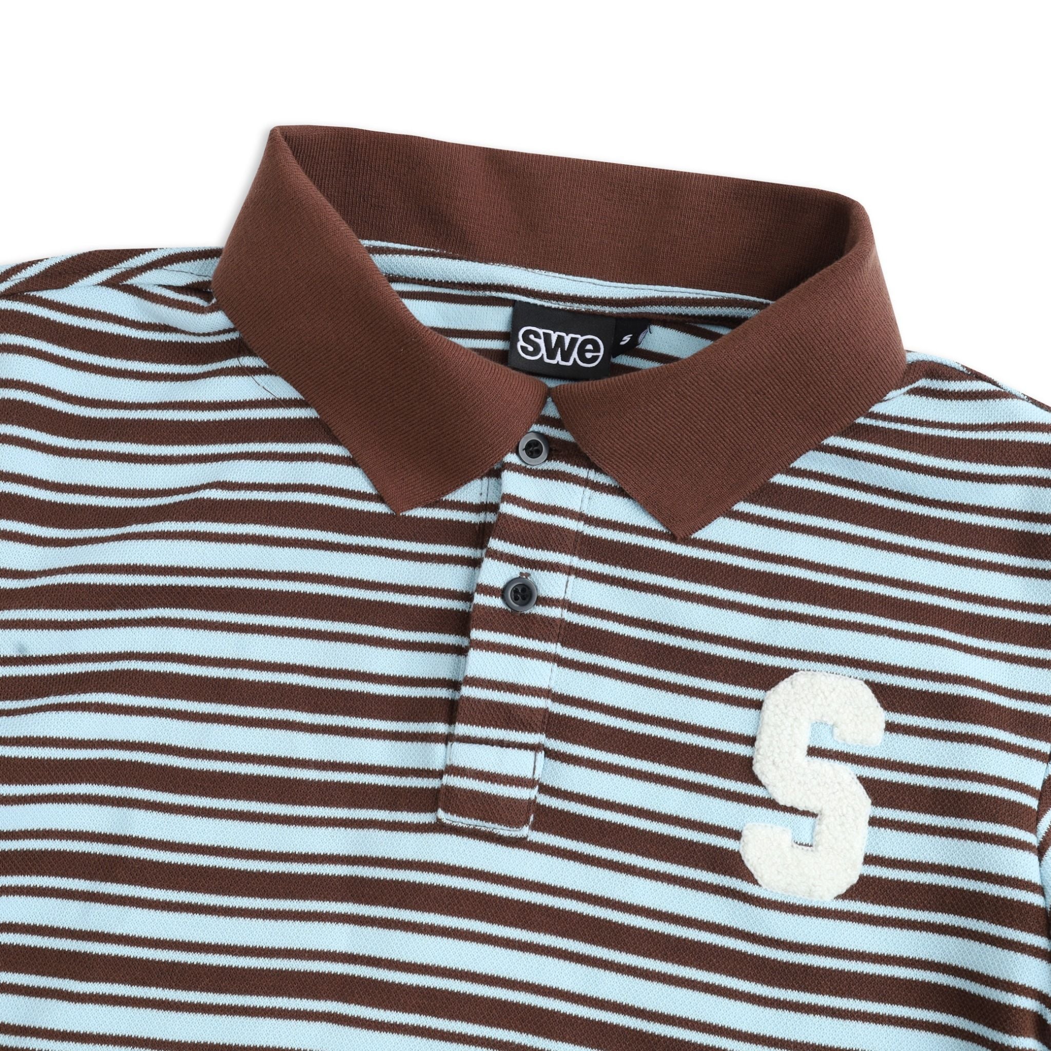  SWE STRIPE CROP POLO - BLUE 