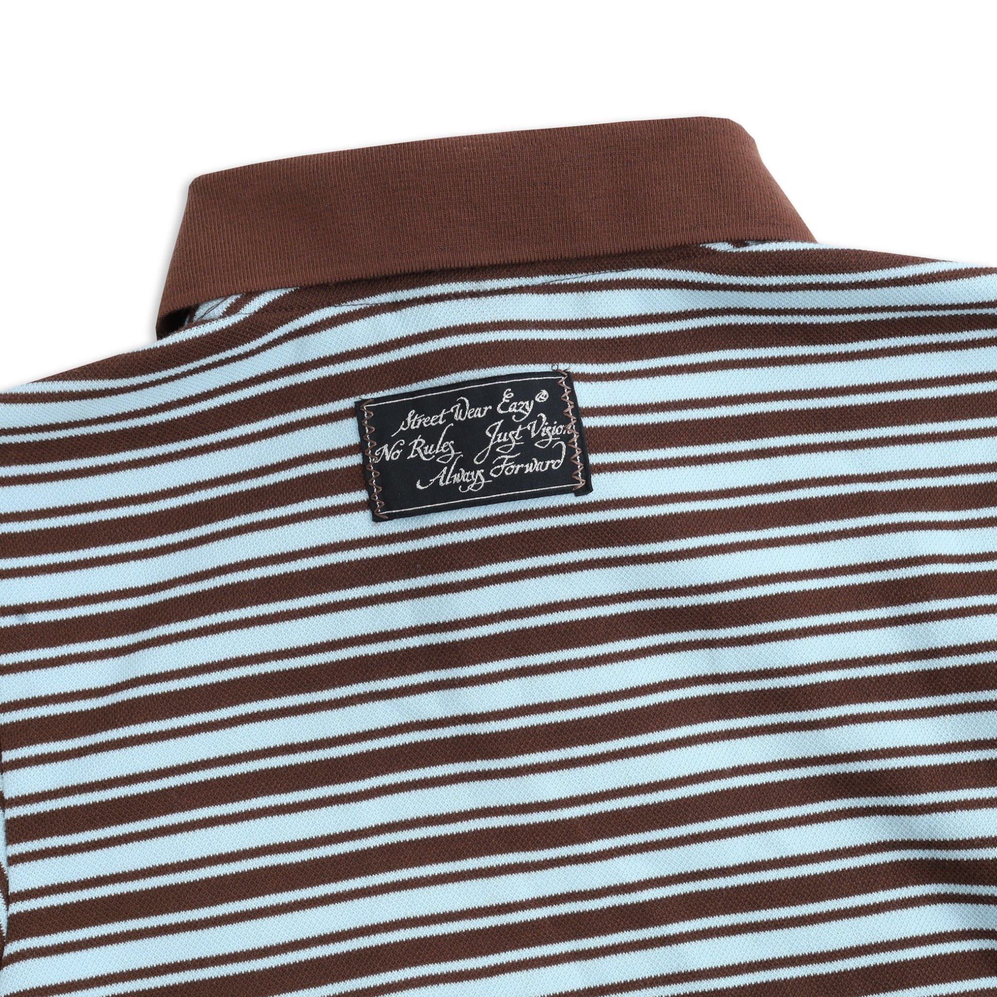  SWE STRIPE CROP POLO - BLUE 