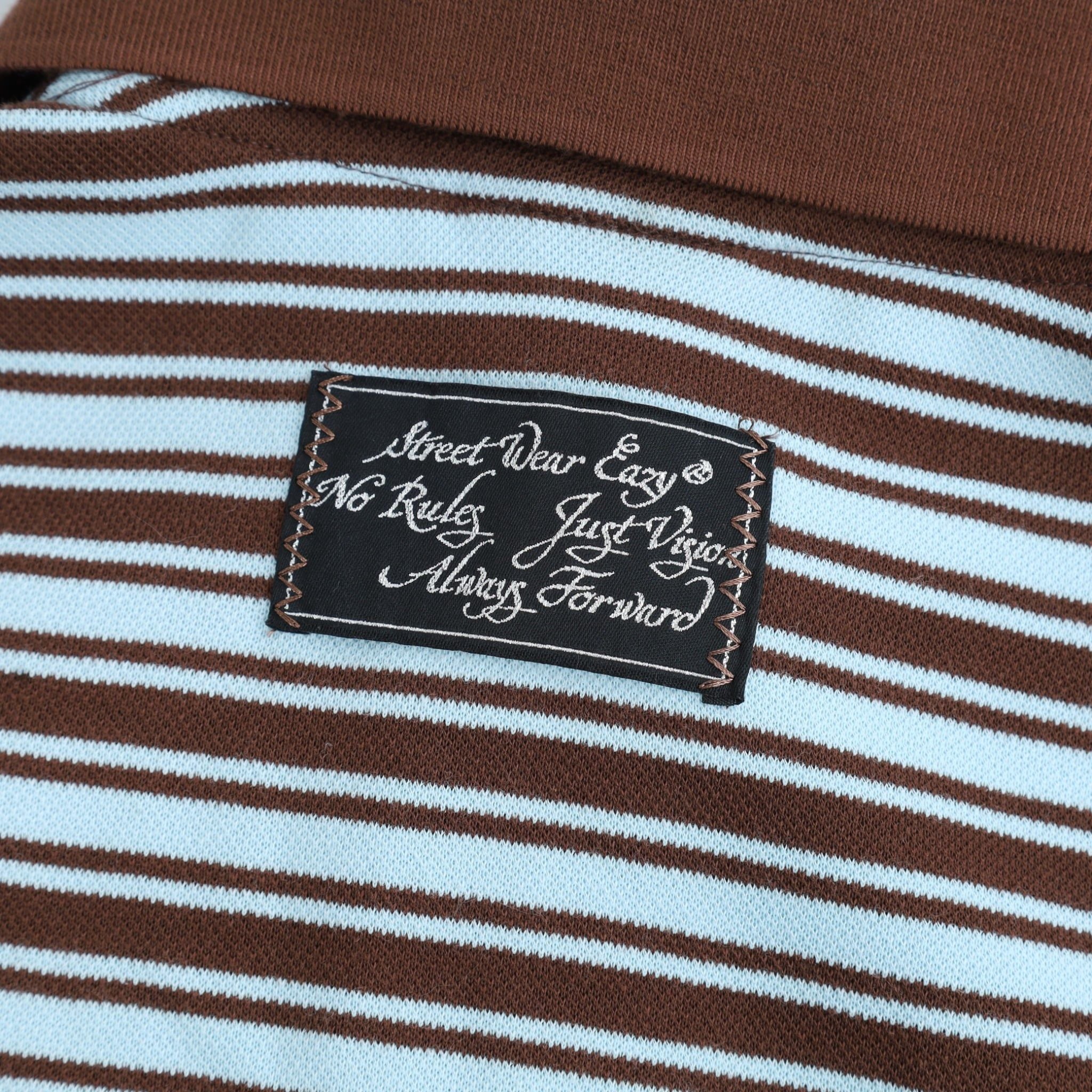  SWE STRIPE CROP POLO - BLUE 