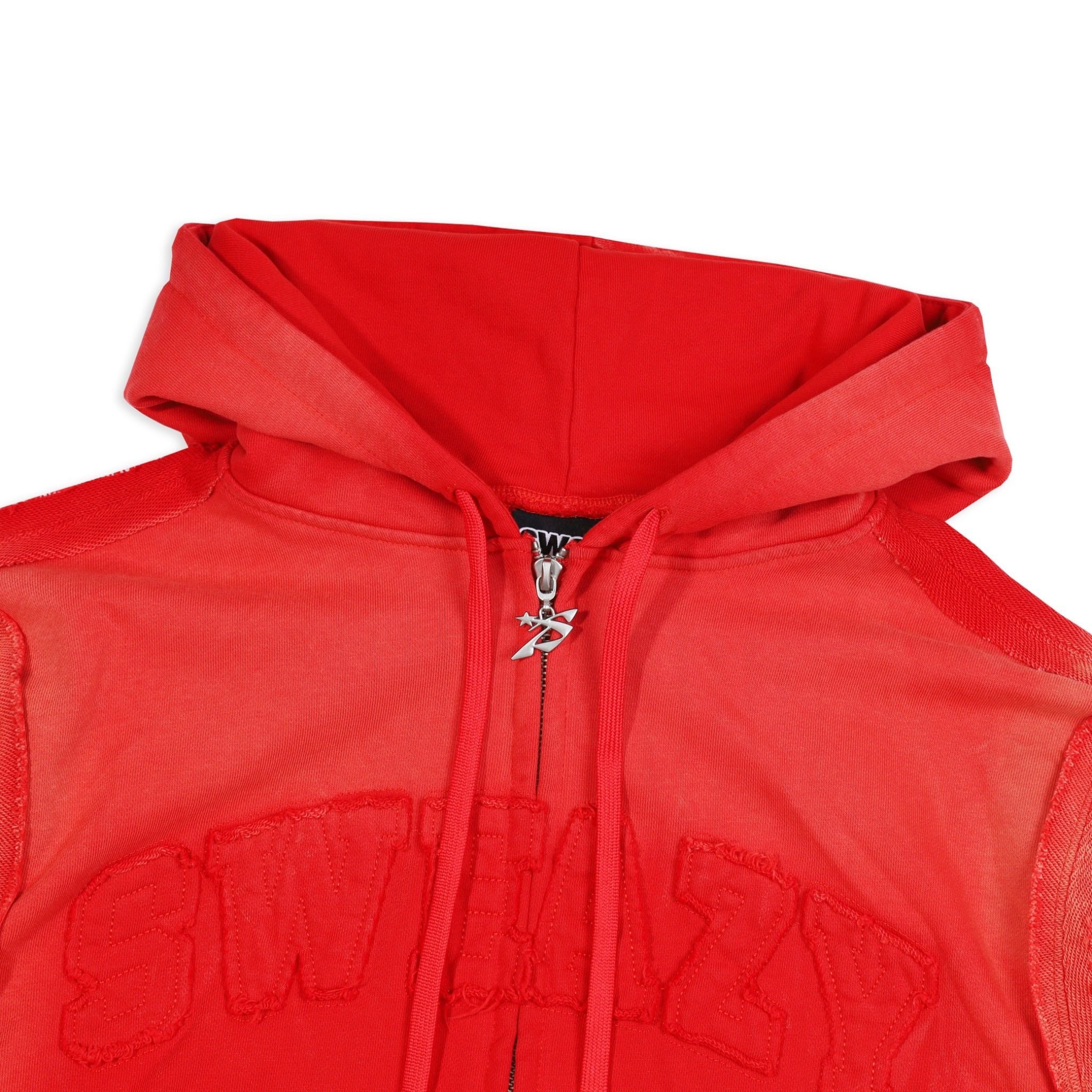  SWE 2 WAY ZIP HOODIE - WASHED RED 