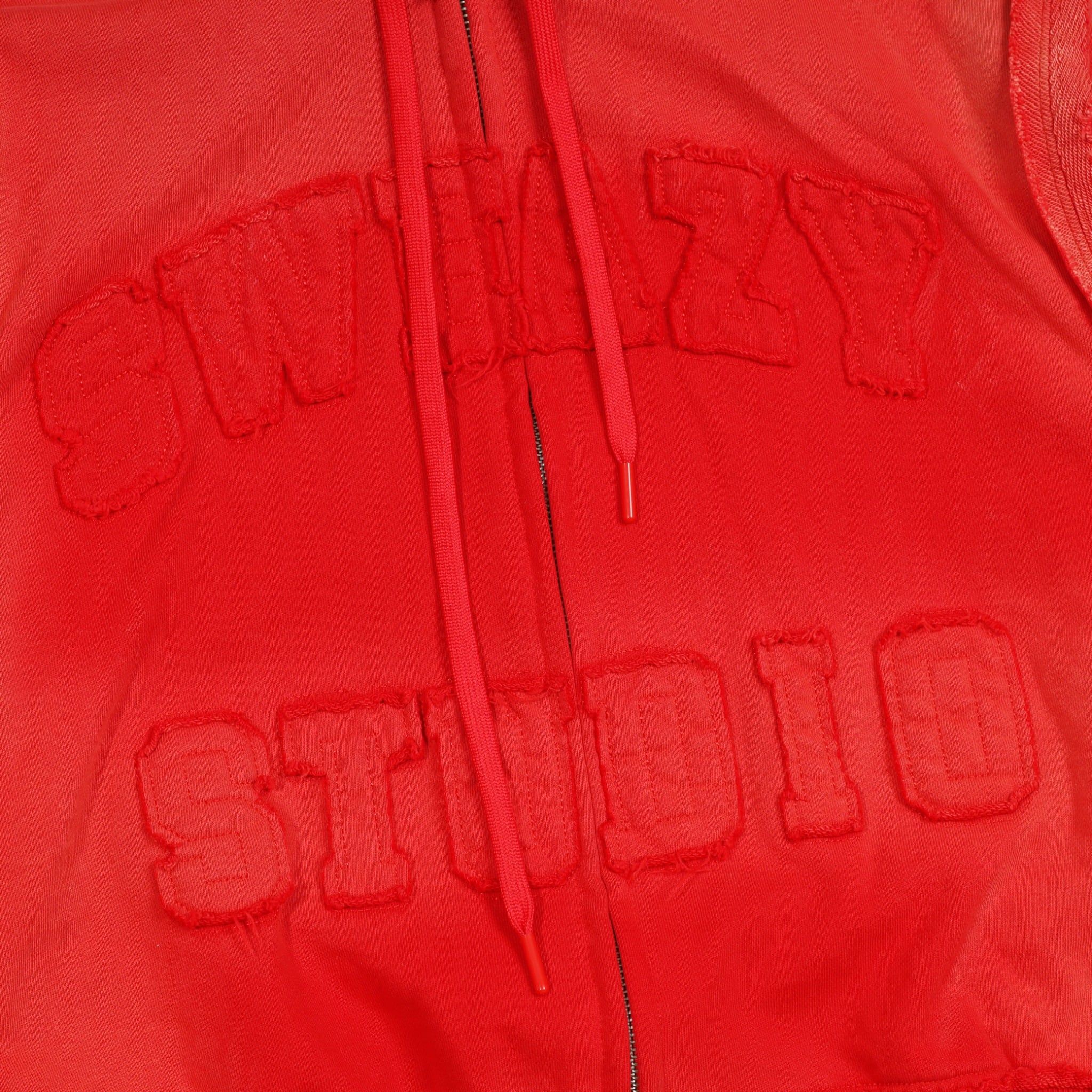  SWE 2 WAY ZIP HOODIE - WASHED RED 