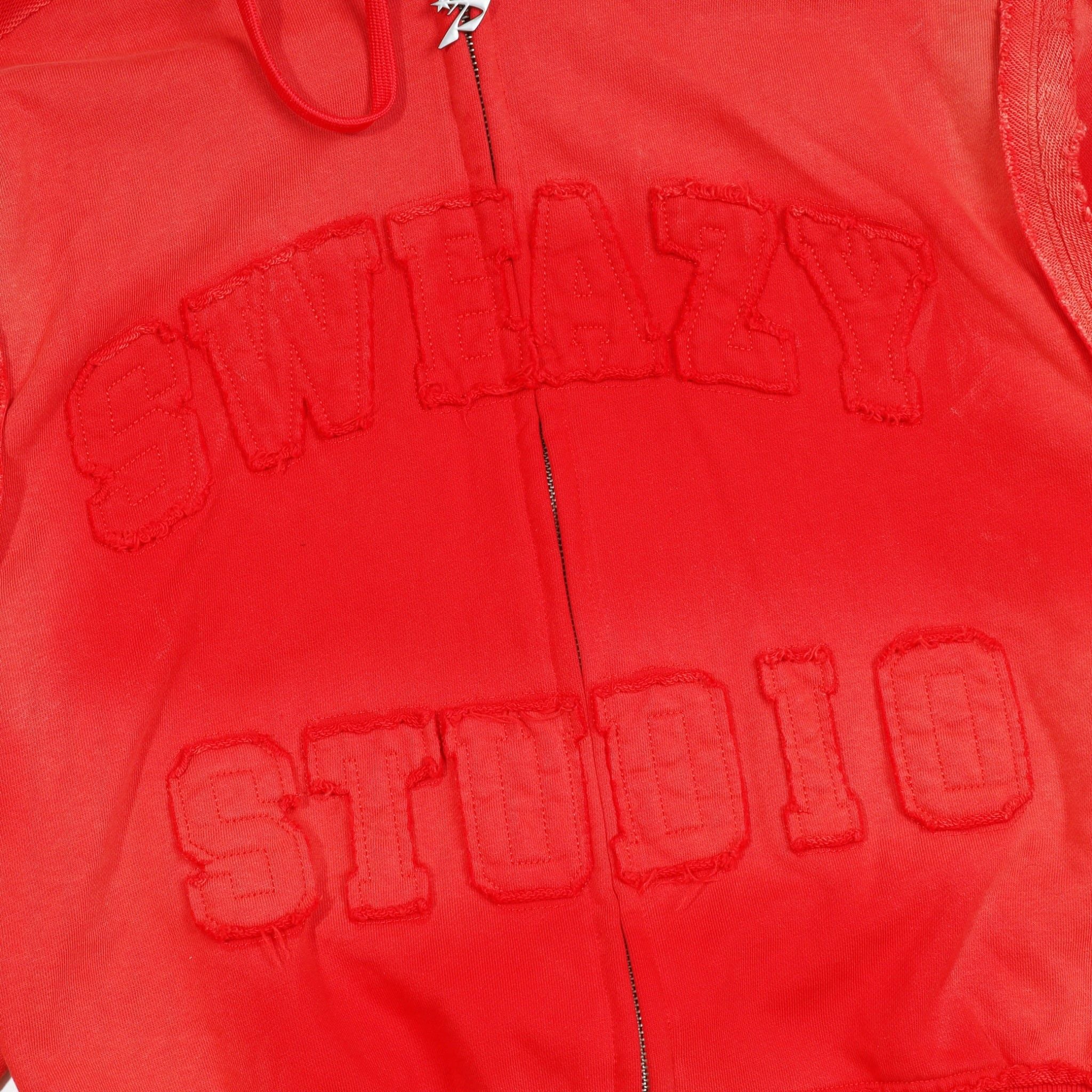  SWE 2 WAY ZIP HOODIE - WASHED RED 