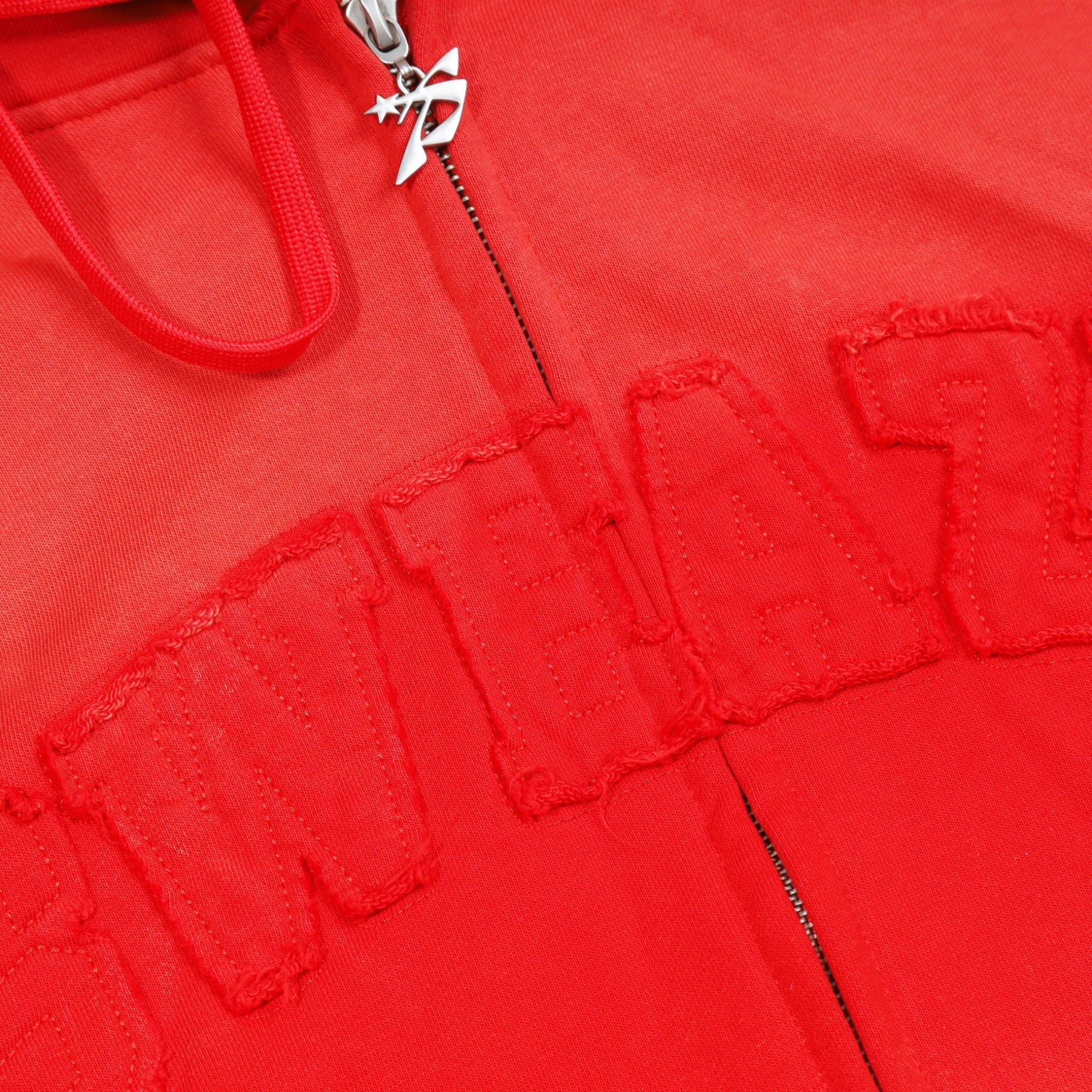  SWE 2 WAY ZIP HOODIE - WASHED RED 