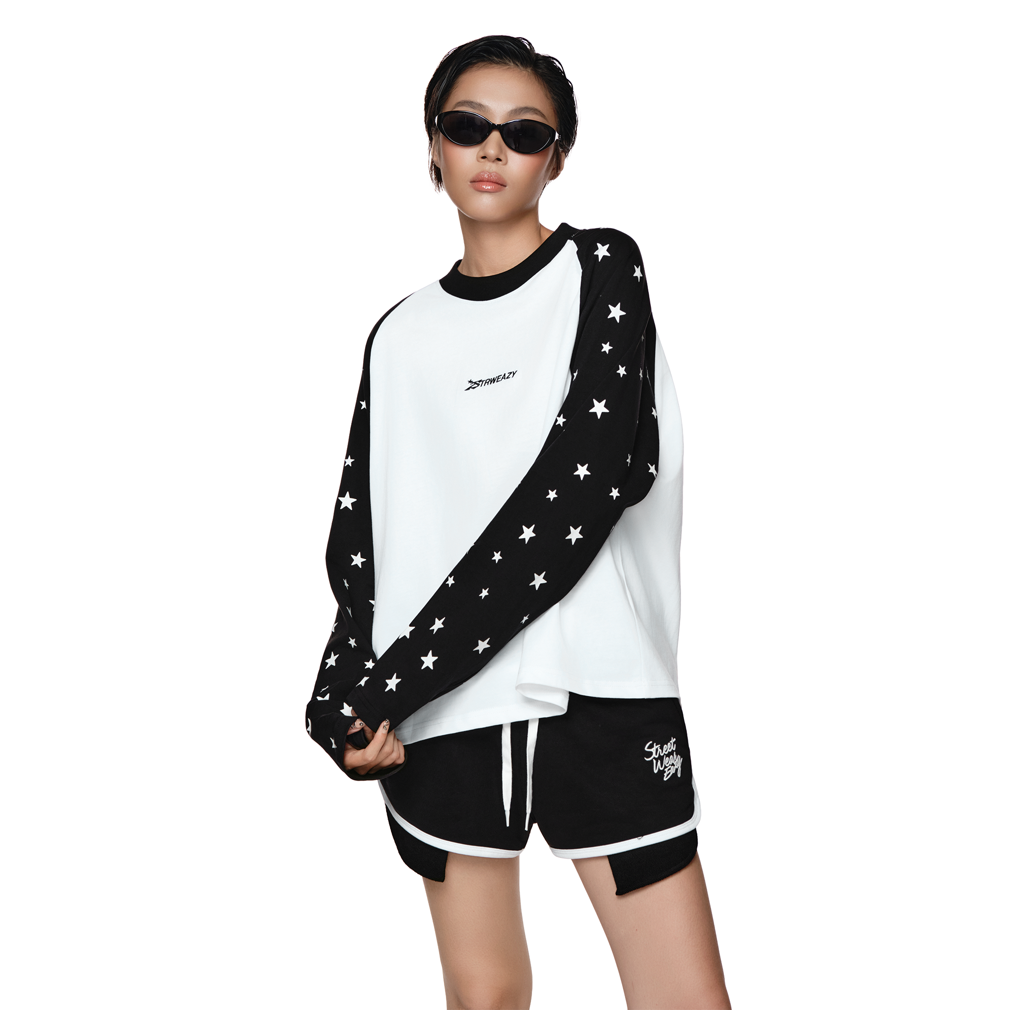  SWE STARFALL BOXY L/S TEE - BLACK/WHITE 