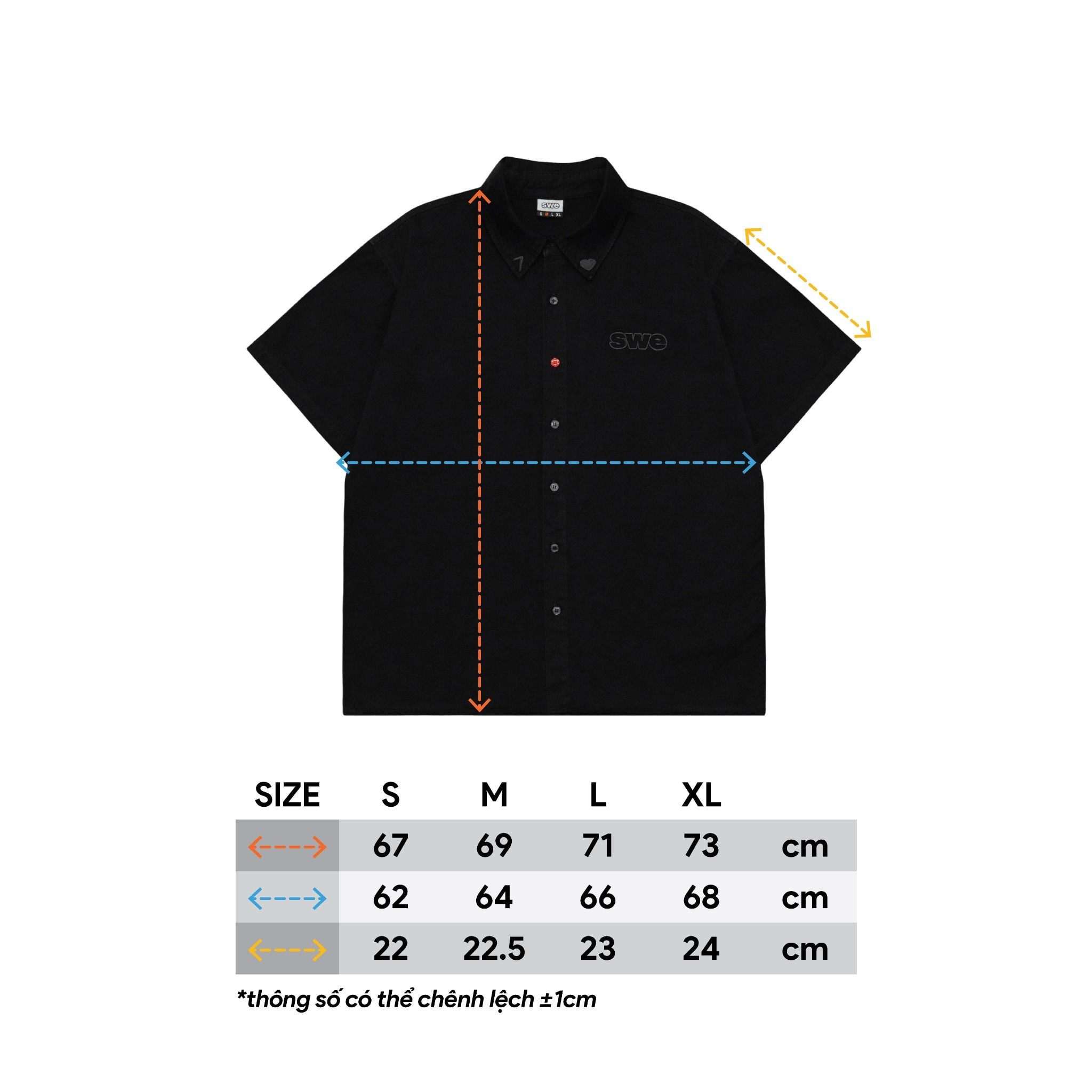  SWE RED BUTTON SHIRT - BLACK 