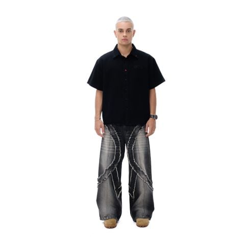  SWE RED BUTTON SHIRT - BLACK 