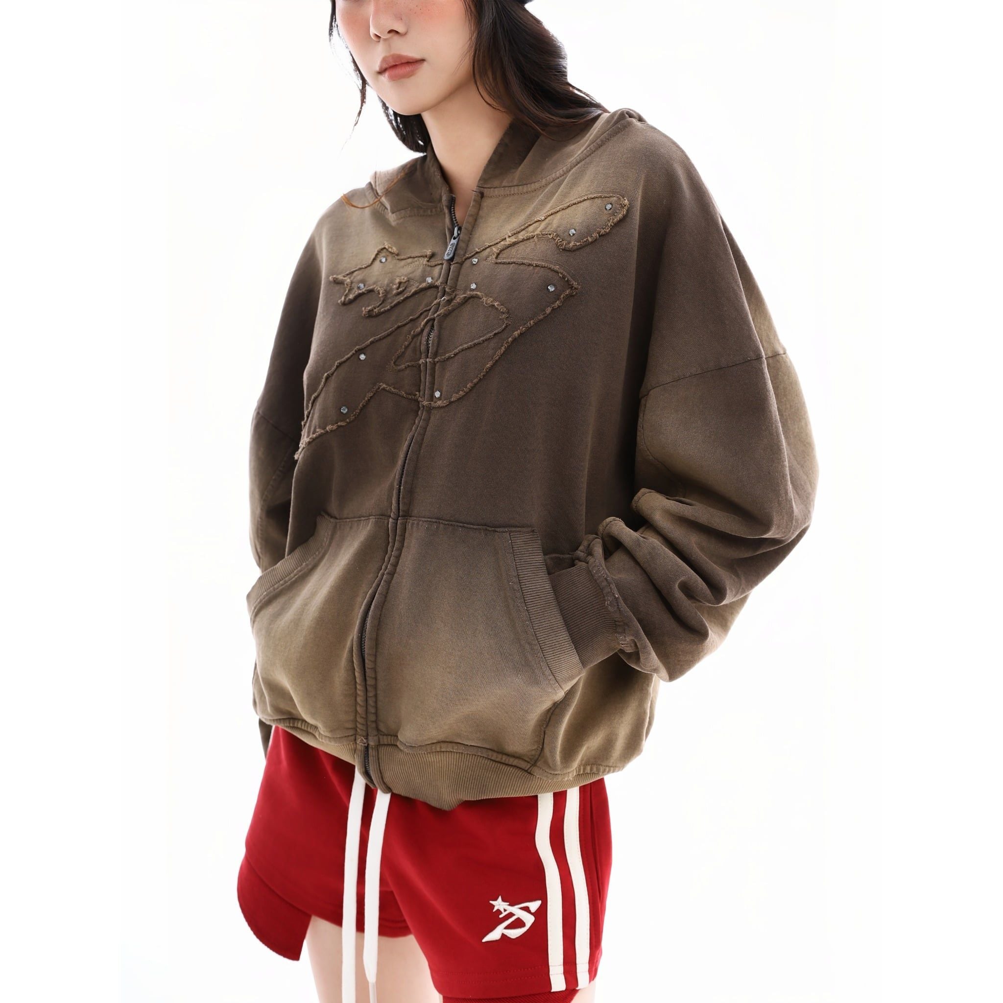  SWE RIDGE ZIP HOODIE - BROWN 