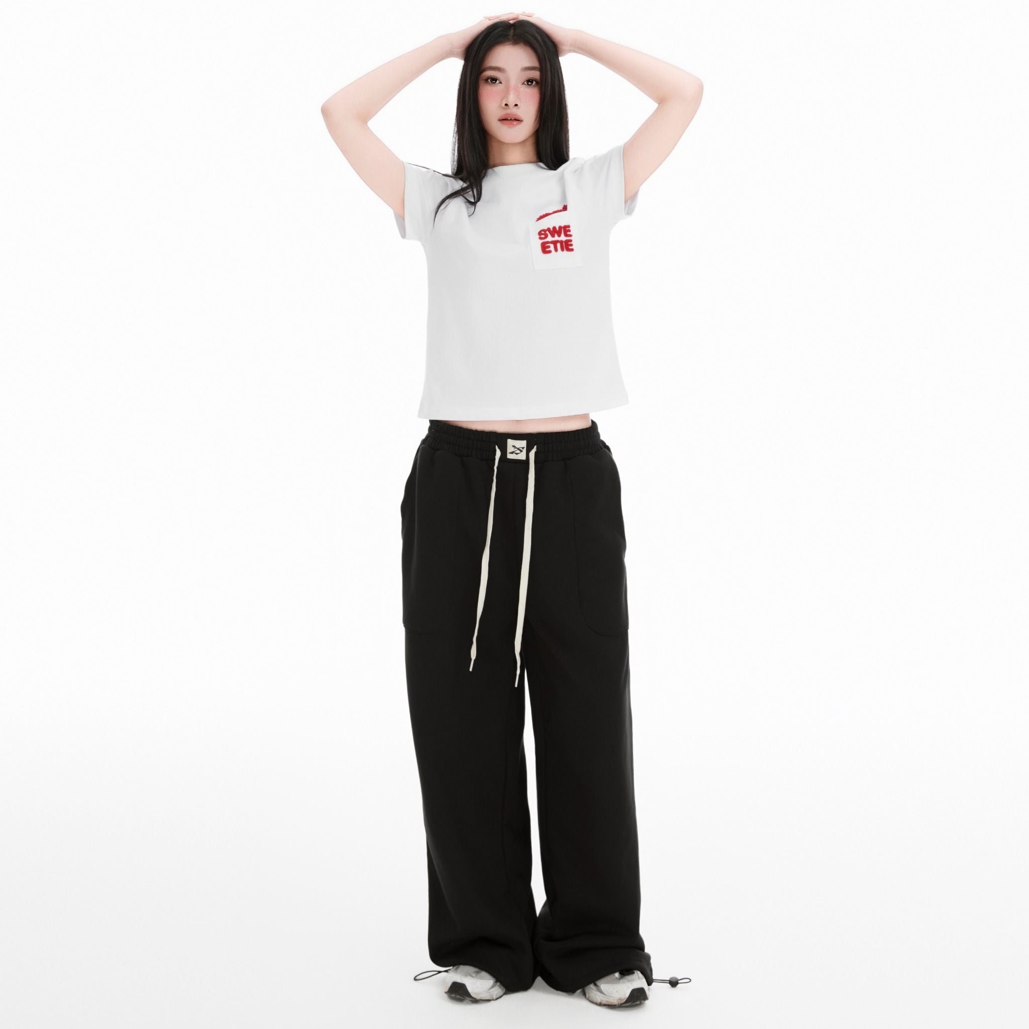  SWE PEEKING POCKET BABY TEE - WHITE 