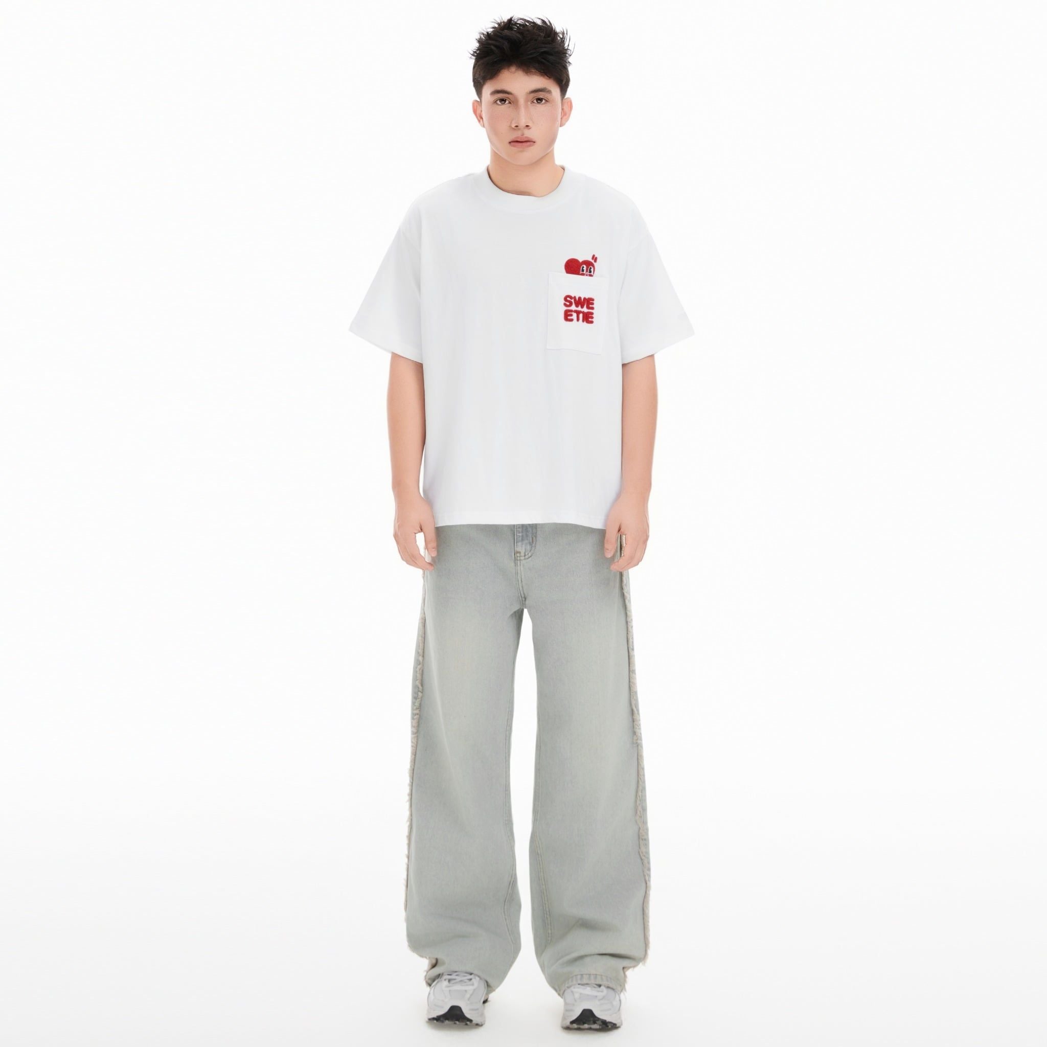  SWE PEEKING POCKET BOXY TEE - WHITE 