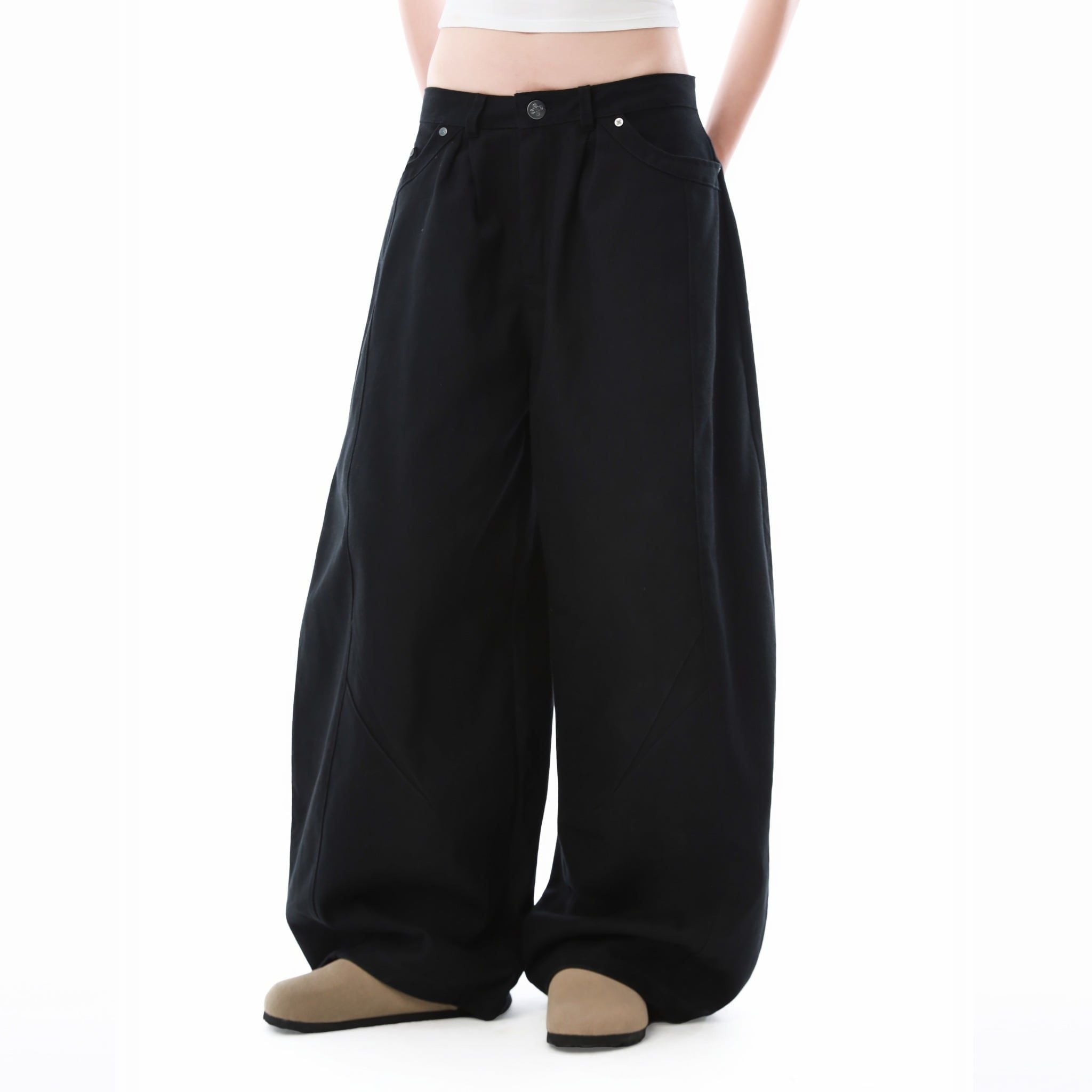  SWE BARREL KHAKI PANTS - BLACK 