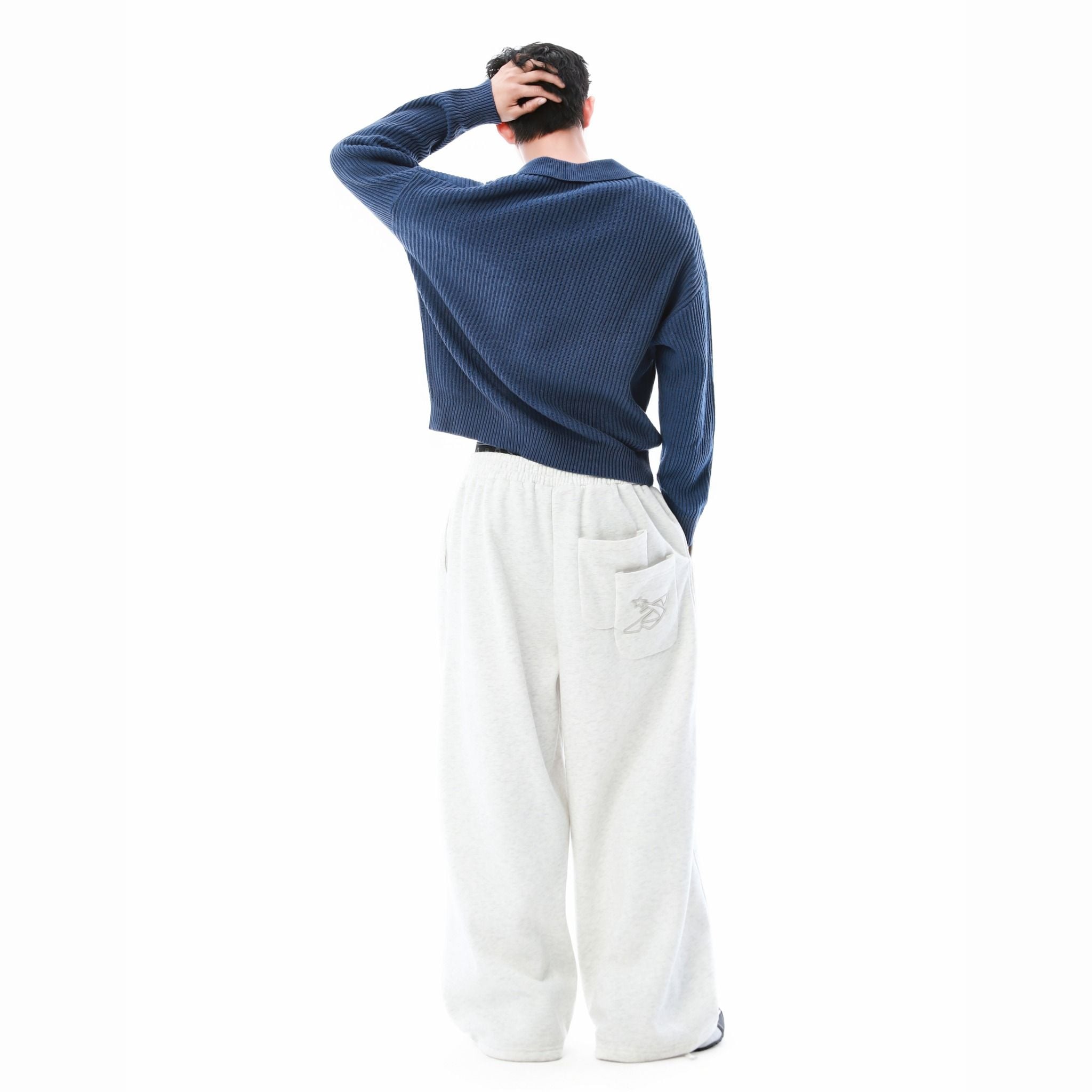  SWE L/S KNIT POLO - NAVY 