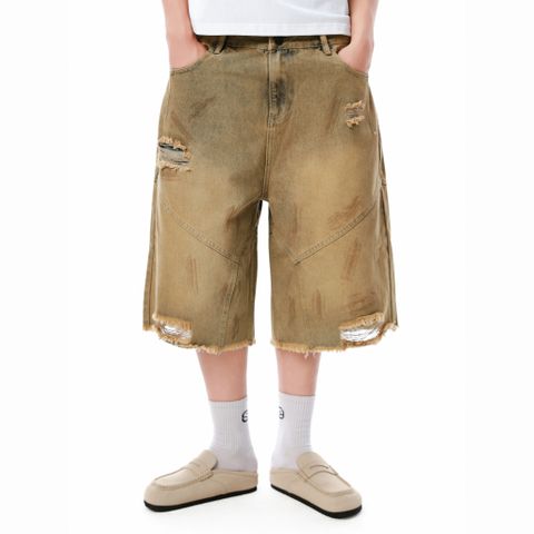  SWE INTERCUT DENIM SHORTS - DUSTED BROWN 