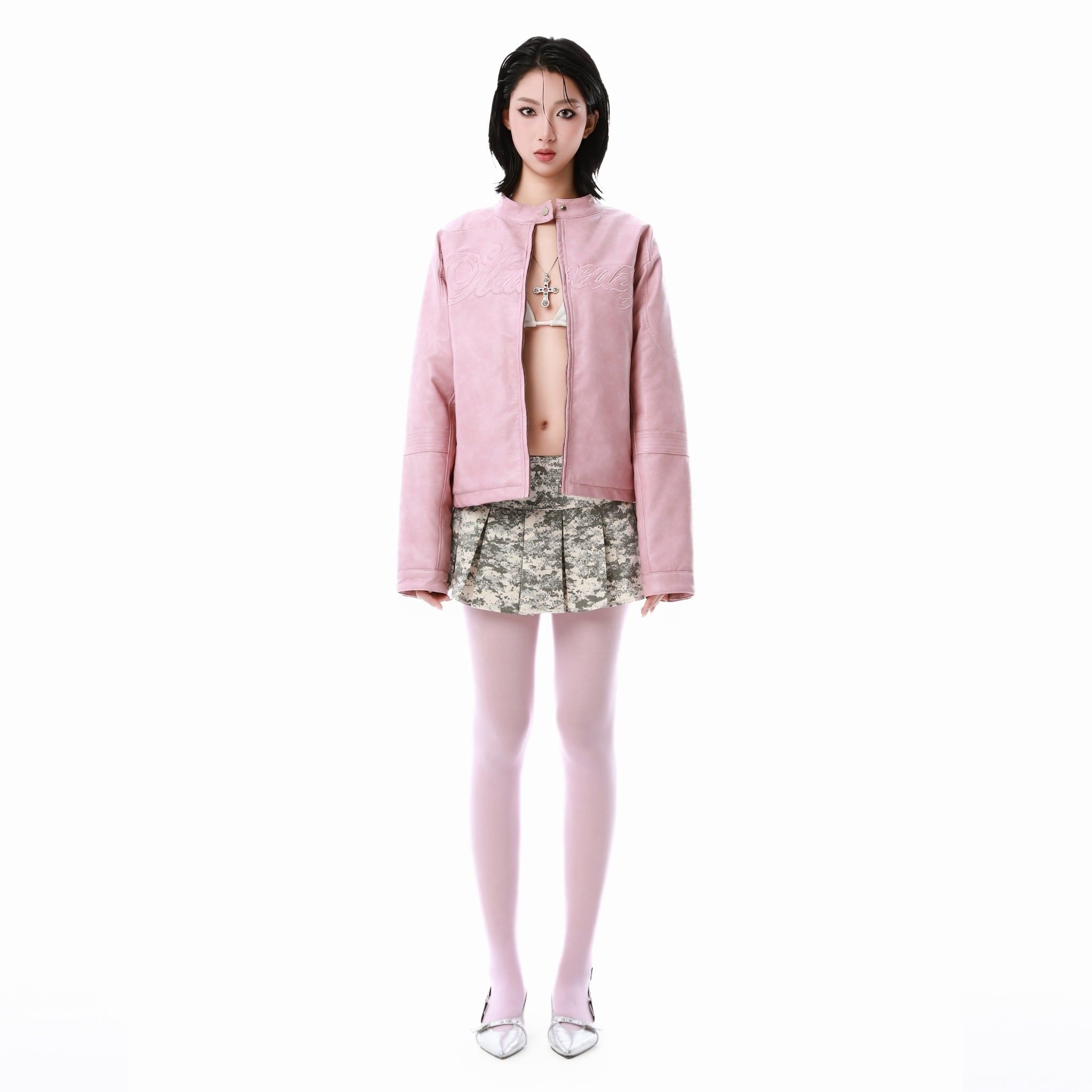  SWE BLOSSOM LEATHER JACKET - PINK 