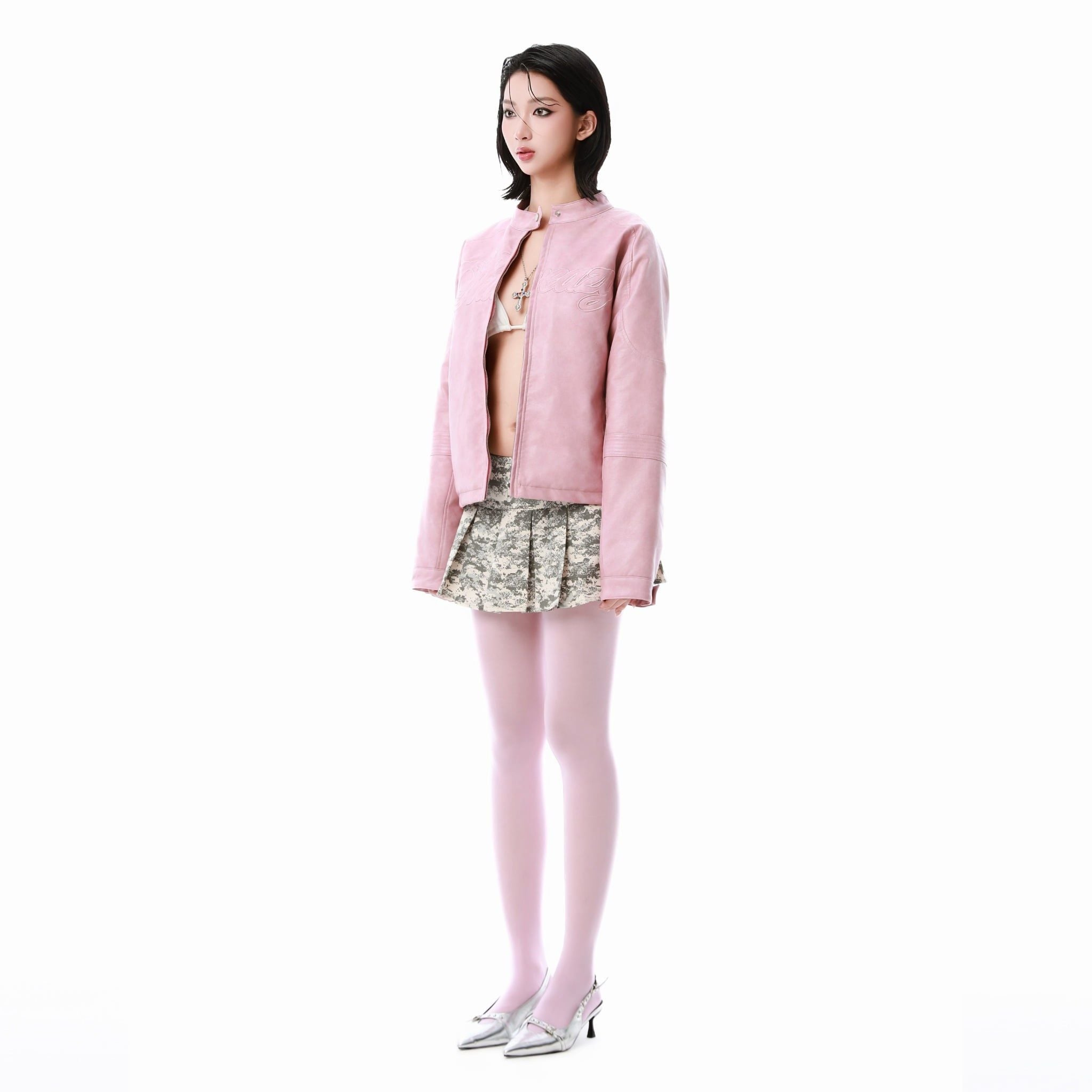  SWE BLOSSOM LEATHER JACKET - PINK 