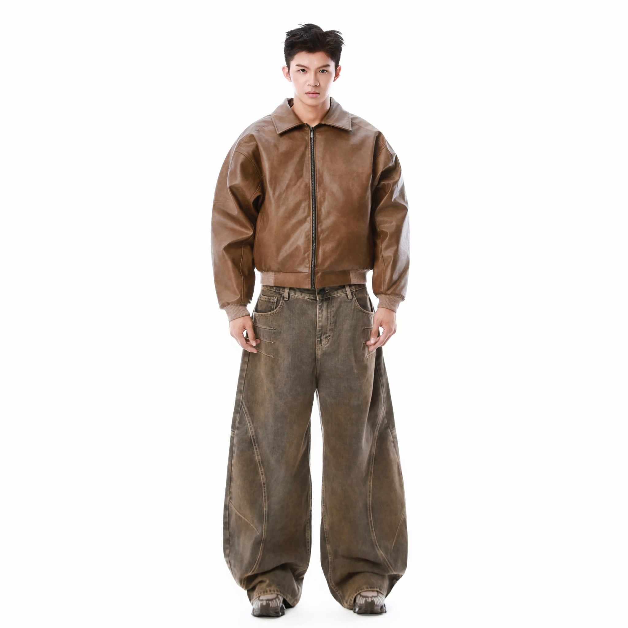  SWE EAZY LEATHER BOMBER - BROWN 