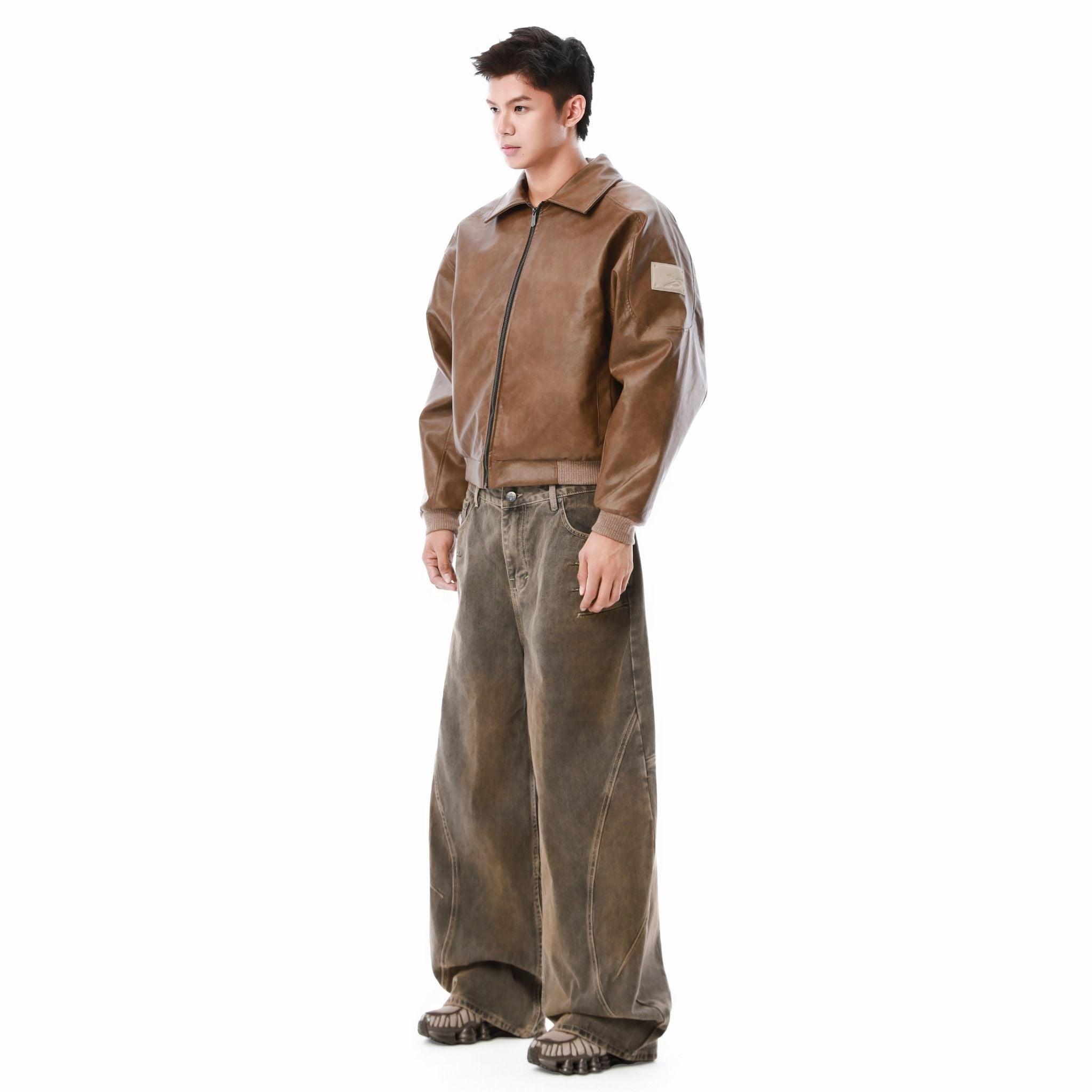  SWE EAZY LEATHER BOMBER - BROWN 