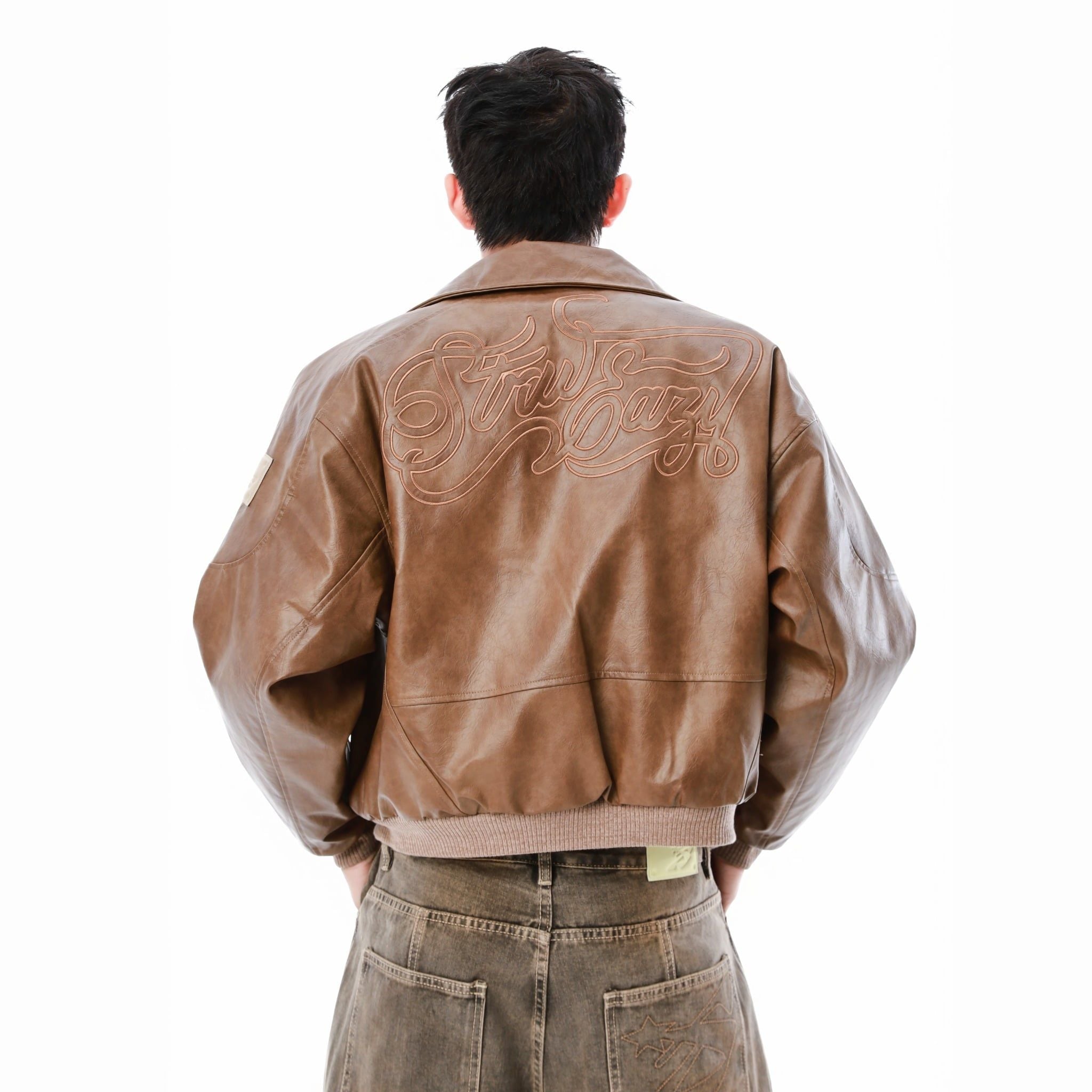  SWE EAZY LEATHER BOMBER - BROWN 