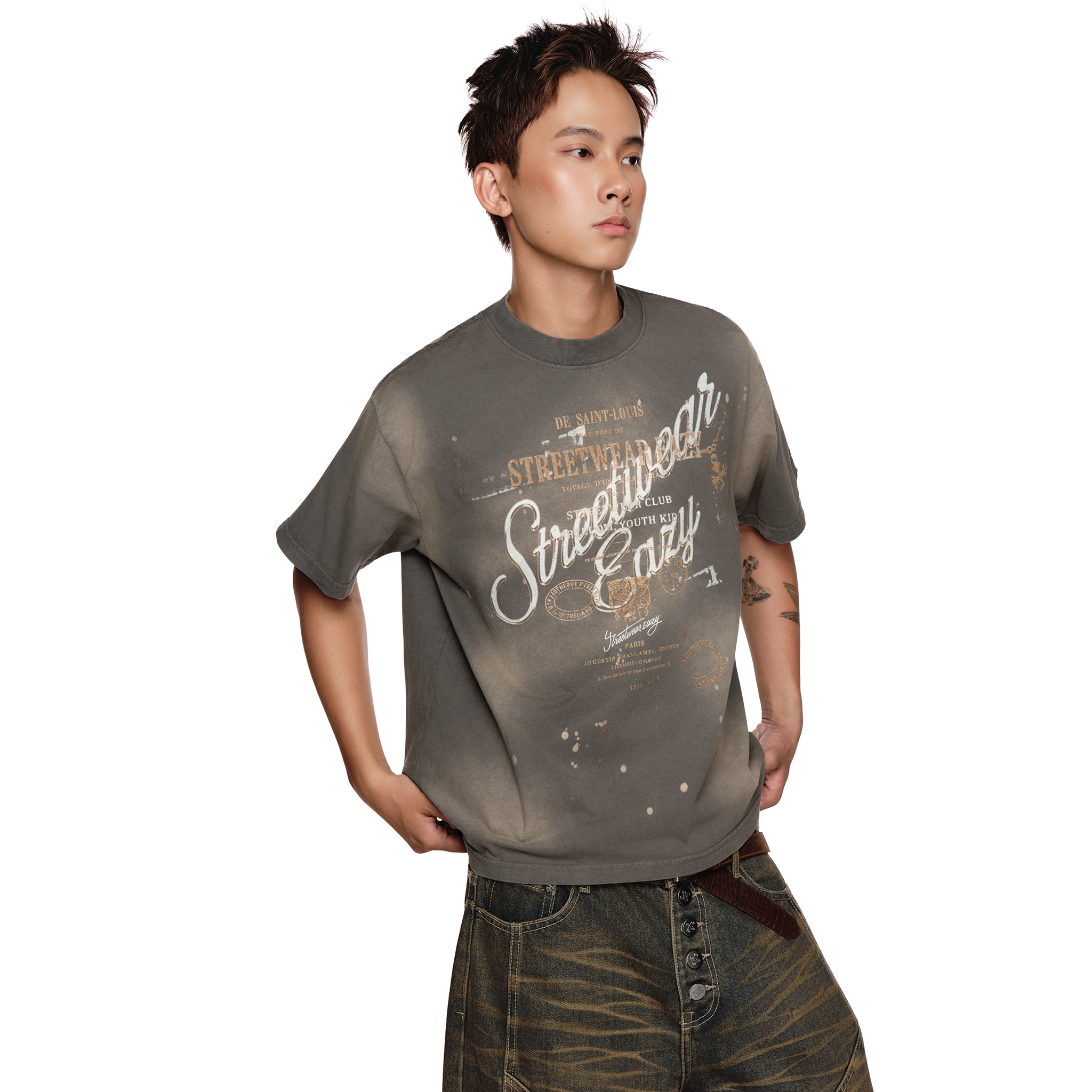  SWE SAINT BOXY TEE - WASHED BROWN 