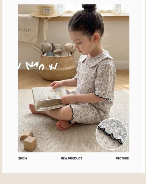 VJ125.1 - Bộ thun cổ sen June bé gái size 90 - 140