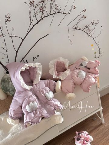 35337 - Áo khoác phao Liko siêu nhẹ mũ chóp màu tím cho bé size 80-100