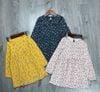 V00014 - Váy thun nhăn / thun tăm hoa nhí 3 màu size 24m - 8y