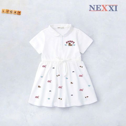 2509.82 - Váy polo cá sấu Nexxi rút eo in cún puppy size 9-14y