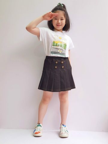 CVAY08 - Quần giả váy xếp ly giả jean đen Bee Mon BG size 120 - 160