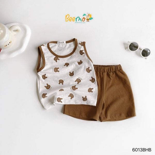 6013BHB - Bộ cotton Beemo in tràn size 1-5y