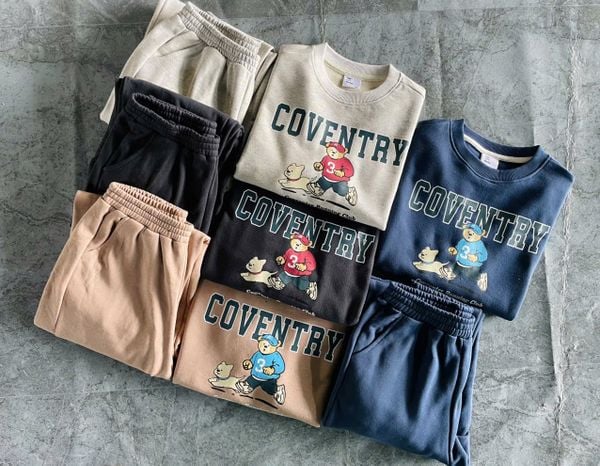 BBT03 - Bộ nỉ da cá Owley Barn hình gấu nhiều màu cho bé size 120-160