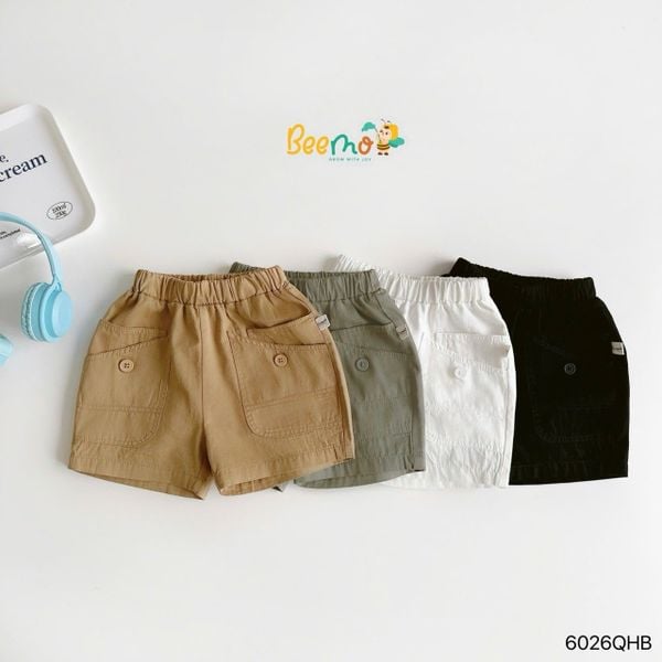 6026QHB - Quần short kaki Beemo túi kiểu bé trai size 1-6y