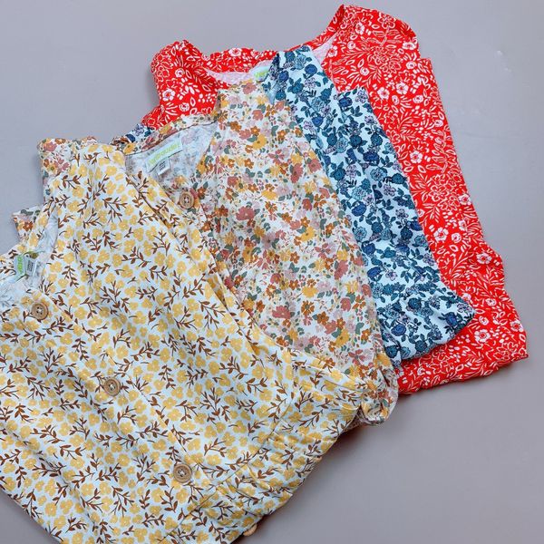 V00050 - Váy lanh hoa nhí nhiều màu BG size 2-14y