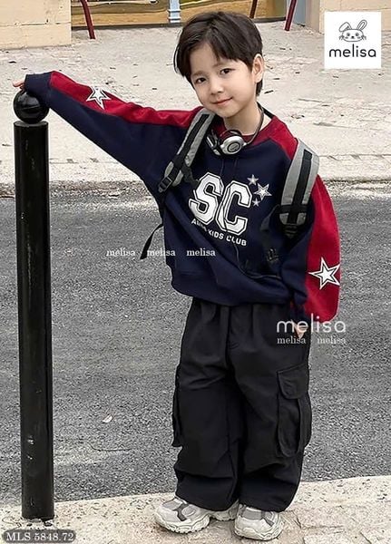 MLS 5848 - Bộ Melisa áo nỉ da cá + quần túi hộp cho bé size 2-12y