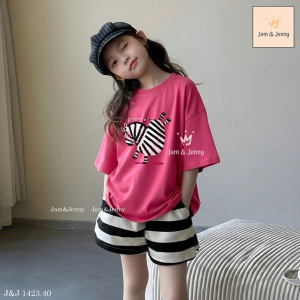 BJJCCĐ.1423 - Set bộ Jam & Jenny màu hồng ngựa size 6-12y