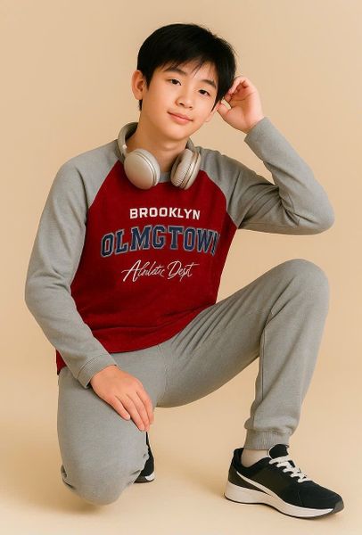 BBT04 - Bộ cotton MBCKids OLMGTOWN tay giác lăng dòng đại nhiều màu cho bé trai size 6-14y