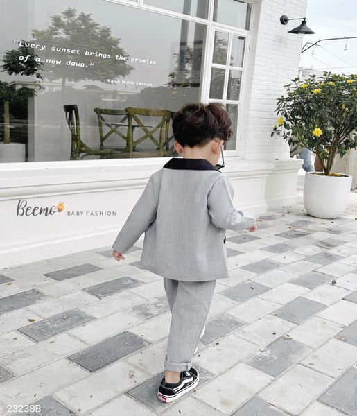 BBT371 - Bộ vest Beemo phối cổ phối viền túi đen 2 màu size 80 - 130