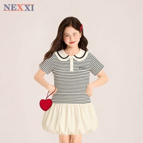 2507.4 - Đầm Nexxi sọc borip tùng bí cổ sen 3-14y