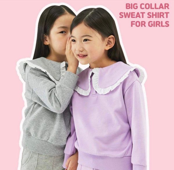 ABG44 - Áo nỉ da cá L.C cổ sen phối bèo trắng 3 màu size 100 - 160