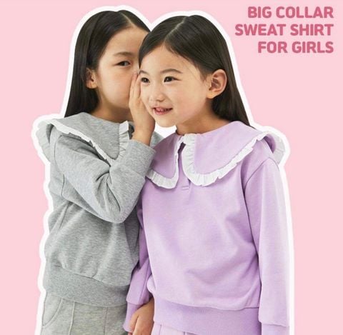 ABG44 - Áo nỉ da cá L.C cổ sen phối bèo trắng 3 màu size 100 - 160