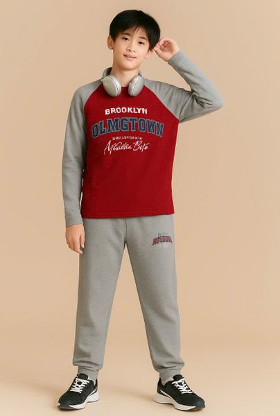 BBT04 - Bộ cotton MBCKids OLMGTOWN tay giác lăng dòng đại nhiều màu cho bé trai size 6-14y