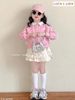 LU 1479 - Bộ nỉ Luca áo hồng cổ trắng + chân váy 3 tầng bé gái size 2-12y