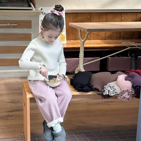 24A169 - Áo len dệt kim cho bé gái (áo chui đầu), chất liệu sợi tổng hợp size 90-160, không thương hiệu, NSX Huzhou Zhili Kujun Clothing Co., Ltd