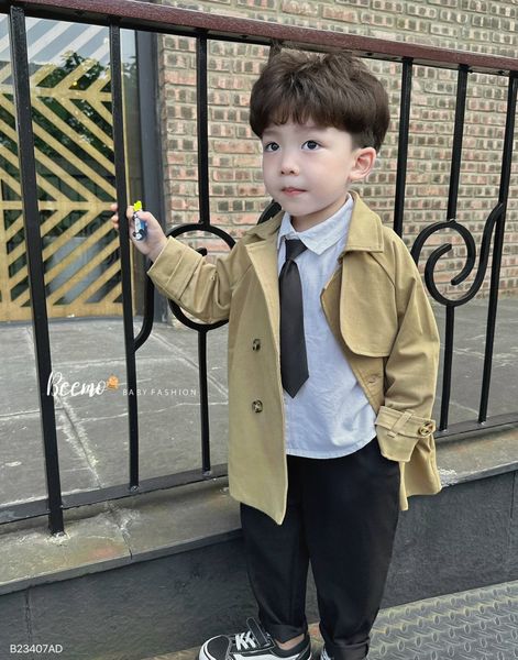 AKBT63 - Áo khoác kaki mangto Beemo 2 màu rêu nhạt / đen size 80 - 130