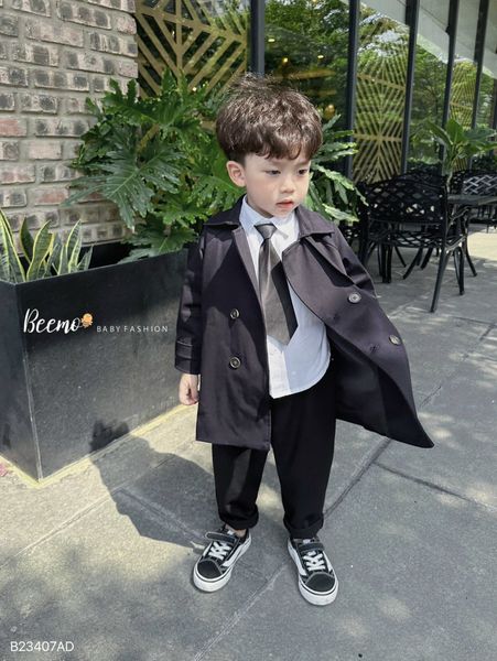 AKBT63 - Áo khoác kaki mangto Beemo 2 màu rêu nhạt / đen size 80 - 130