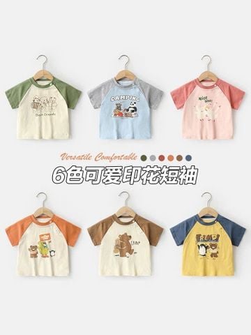 ABT37 - BM2 Áo cotton Cutepanda tay giác lăng nhiều màu cho bé size 90-120