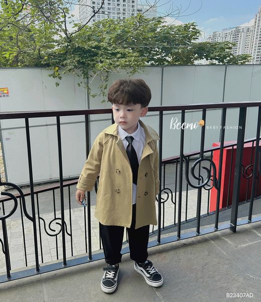 AKBT63 - Áo khoác kaki mangto Beemo 2 màu rêu nhạt / đen size 80 - 130