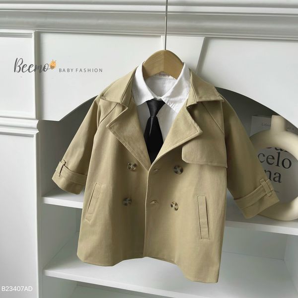 AKBT63 - Áo khoác kaki mangto Beemo 2 màu rêu nhạt / đen size 80 - 130