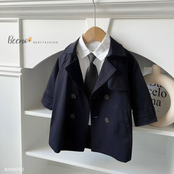 AKBT63 - Áo khoác kaki mangto Beemo 2 màu rêu nhạt / đen size 80 - 130