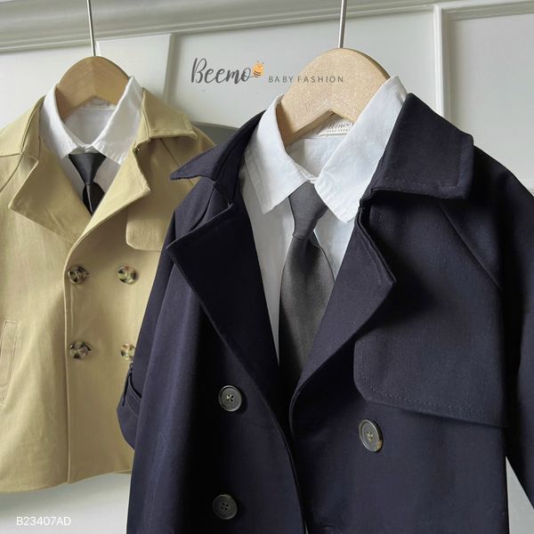 AKBT63 - Áo khoác kaki mangto Beemo 2 màu rêu nhạt / đen size 80 - 130