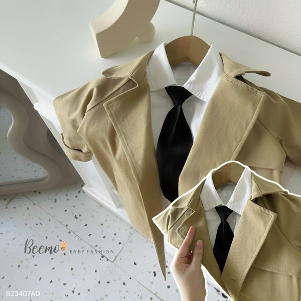 AKBT63 - Áo khoác kaki mangto Beemo 2 màu rêu nhạt / đen size 80 - 130